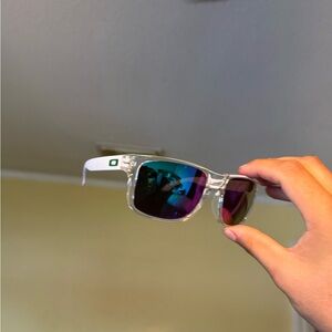 Clear Frame Sunglasses with Purple-Blue Mirrored Lenses Oakley Oakleys